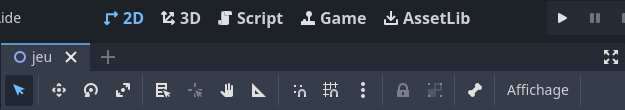 Barre d'outils contextuelle de la zone de travail 2D
