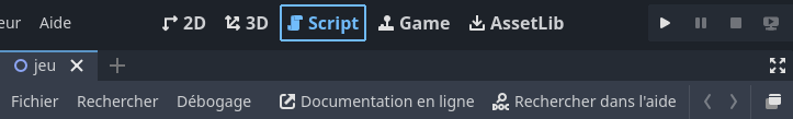 Barre d'outils contextuelle de l'éditeur de script